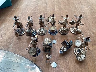 Lot 5082 - Nine Chinese sterling silver menu holders together with a sterling silver backed hand mirror