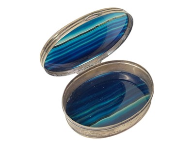 Lot 96 - Contemporary silver (925) and blue banded agate panel oval trinket box