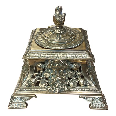 Lot 115 - Pierced brass ink stand