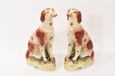 Lot 9 - Pair of Staffordshire spaniels, circa 1860