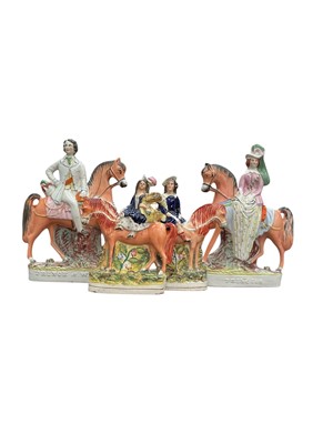 Lot 155 - Two pairs of Staffordshire figures