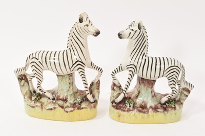 Lot 8 - Two Victorian Staffordshire zebras