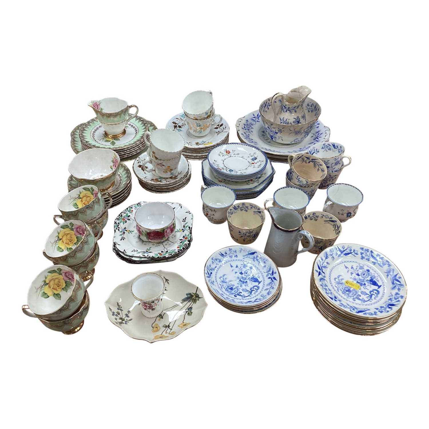 Lot 5061 - Collection of vintage porcelain tea wares to include Shelley, Paragon, Imperial bone china, Victorian and later