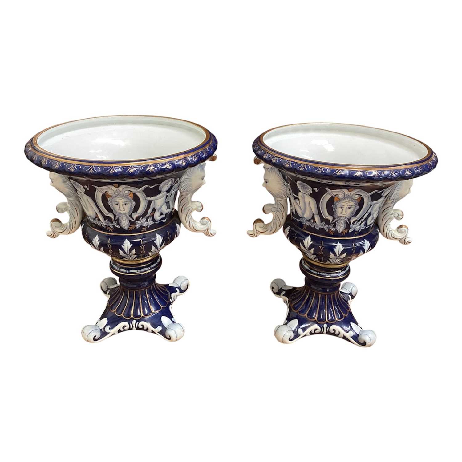 Lot 5047 - Large decorative pair of Meissen style porcelain urns