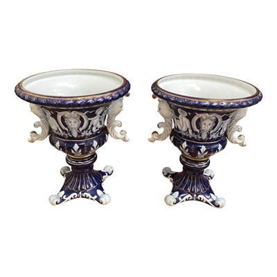 Lot 5047 - Large decorative pair of Meissen style porcelain urns