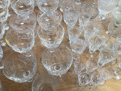 Lot 5040 - Collection of glassware to include wine glasses, decanter, cut glass and coloured glass
