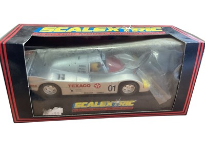 Lot 1803 - Scalextric slot cars including Porche 962 (Red) ~ C559, Porche 962 (Silver) ~ C560, Alfa Romeo 155 ~ C572 & Opel Calibra Cliff ~ C631, all boxed, plus Aceesory Set & Race Tuning accessori...