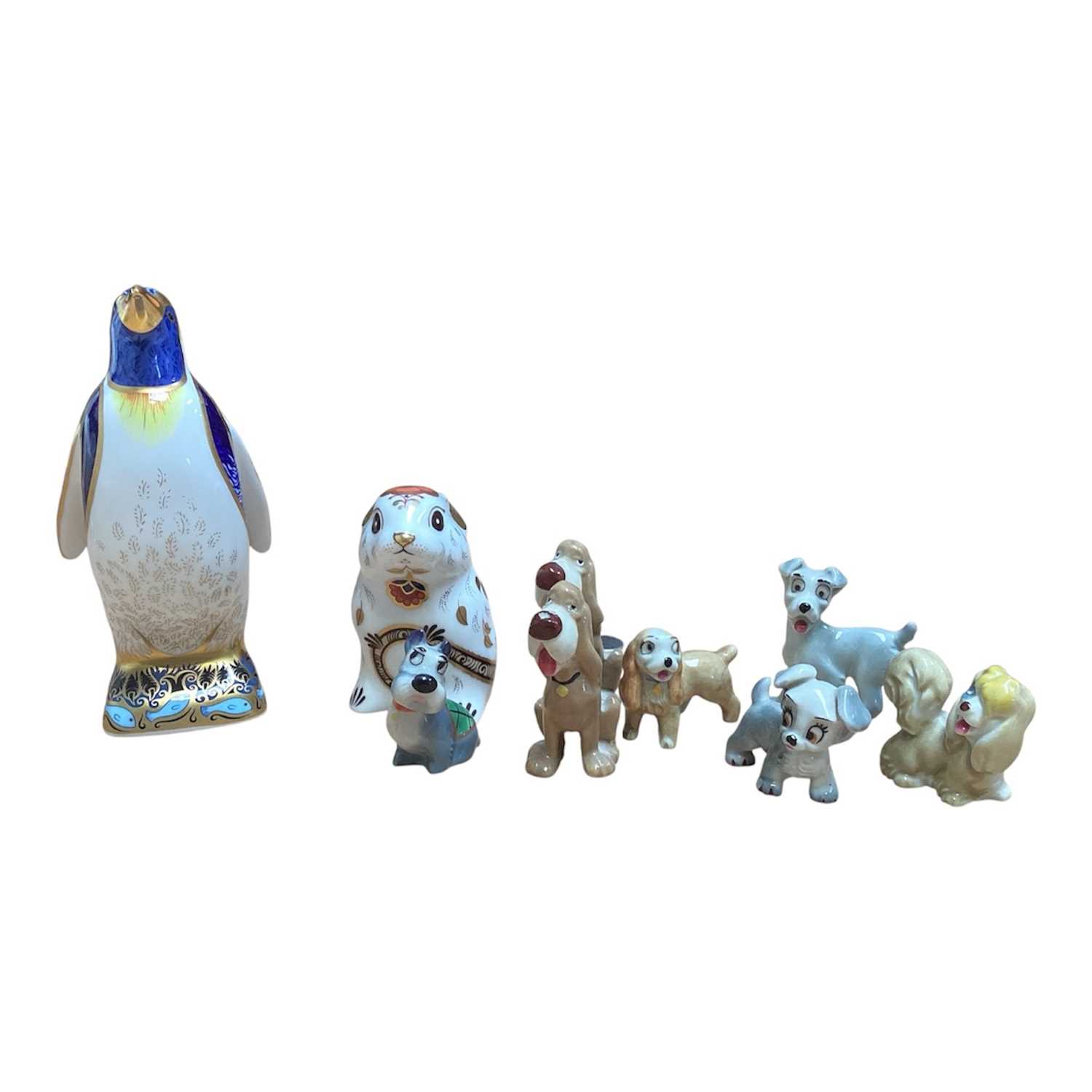 Lot 5050 - Royal Crown Derby Emperor Penguin together with a Royal Crown Derby mouse, and a collection of Whimseys