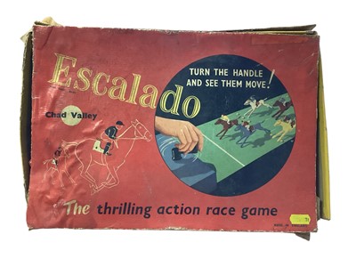 Lot 1805 - Chad Valley vintage Escalado horse racing game (3 versions), Peter Rabbit's Race Game and Waddington's Formula 1 car racing game, all boxed (5)