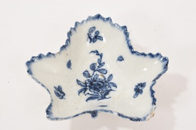 Lot 11 - Bristol blue and white leaf shaped pickle dish, circa 1775