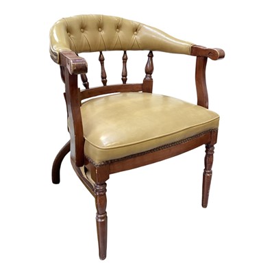 Lot 5306 - Early 20th century spindle back desk chair with leather upholstery
