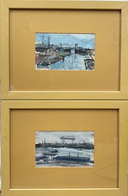 Lot 1078 - *Jonathan Trowell (1938-2013) group of seven watercolour landscapes and canal views, five signed, average size 8.5cm x 12cm, three mounted, four framed (7) Provenance: the artist's studio,...