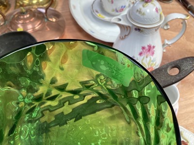 Lot 5065 - Collection of mid 20th century hand blown coloured glass vases together with a pair of coloured glasses with air twist stems