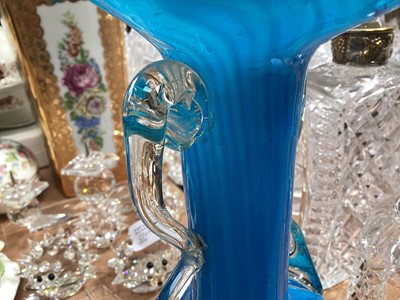Lot 5065 - Collection of mid 20th century hand blown coloured glass vases together with a pair of coloured glasses with air twist stems