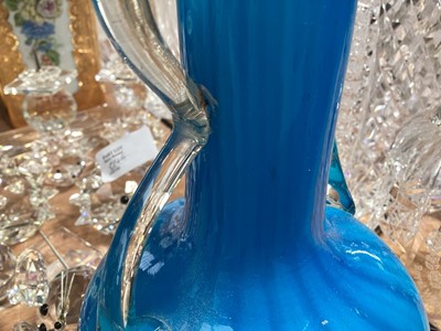Lot 5065 - Collection of mid 20th century hand blown coloured glass vases together with a pair of coloured glasses with air twist stems
