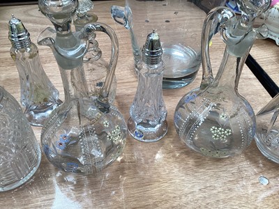 Lot 5066 - Silver topped glass vase together with a pair of antique wine jugs, wine cooler etc