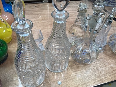 Lot 5066 - Silver topped glass vase together with a pair of antique wine jugs, wine cooler etc