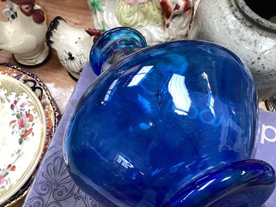 Lot 5069 - Collection of coloured glass vases to include a large amber vase with air bubbles