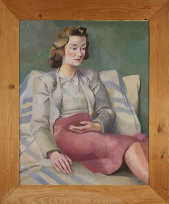 Lot 1080 - Phoebe Peto Willetts (1917-1978) oil on canvas, portrait of a seated lady, signed Phoebe Dickinson and dated 1939, 63cm x 51cm, framed
