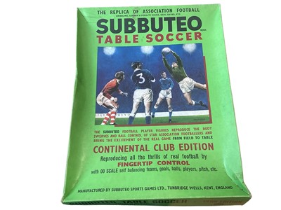 Lot 1808 - Subbuteo Table Soccer Continental Club Edition set (parts missing including pitch), Home International Teams and others, Stands and accessories (1 box)