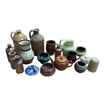 Lot 5191 - Collection of stoneware jugs, teapot, bottles etc