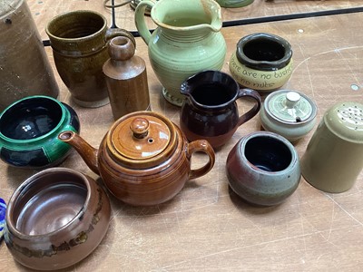 Lot 5191 - Collection of stoneware jugs, teapot, bottles etc