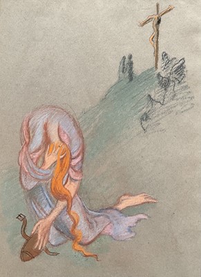 Lot 1085 - Phoebe Peto Willetts (1917-1978) three religious studies - They Crucified Him, Mary Magdalene and By the Waters of Babylon, framed