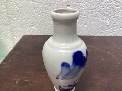 Lot 5075 - Collection of antique Oriental blue and white porcelain miniature items to include vases, pots, pair of miniature screens