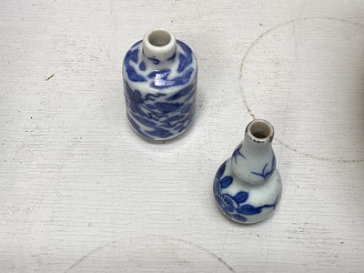 Lot 5075 - Collection of antique Oriental blue and white porcelain miniature items to include vases, pots, pair of miniature screens