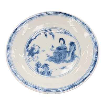 Lot 90 - Chinese small plate, painted with the Jumping Boy pattern, Chenghua mark but Kangxi