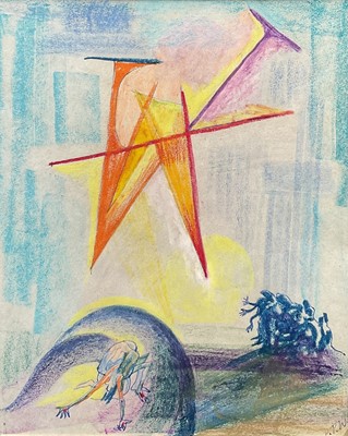 Lot 1098 - Phoebe Peto Willetts (1917-1978) three works relating to War, bombs and conscription, the largest 29cm x 22cm, glazed frames (3)