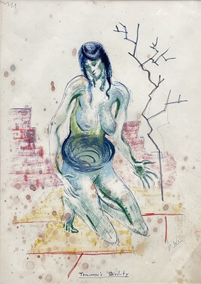 Lot 1099 - Phoebe Peto Willetts (1917 - 1978) three framed works on paper, Tomorrow's Sterility, signed and titled, 33cm x 24cm, and two others, glazed frames (3)
