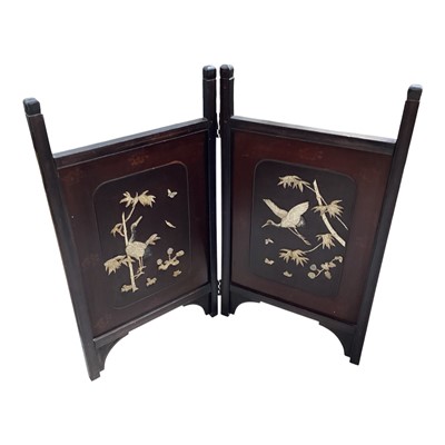 Lot 5169 - Late 19th century Japanese Meiji period two fold screen with mother of pearl and carved bone inlay