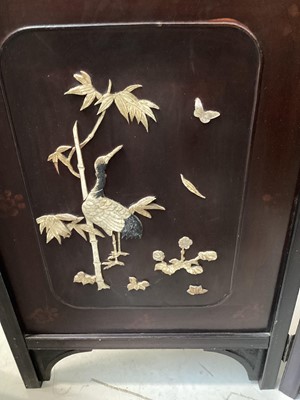 Lot 5169 - Late 19th century Japanese Meiji period two fold screen with mother of pearl and carved bone inlay