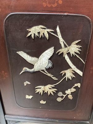 Lot 5169 - Late 19th century Japanese Meiji period two fold screen with mother of pearl and carved bone inlay