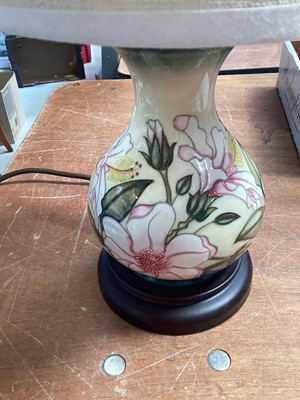 Lot 5079 - Moorcroft pottery lamp measuring 41cm tall