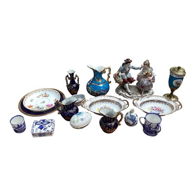 Lot 5080 - Antique Sitzendorf porcelain figure together with other antique porcelain