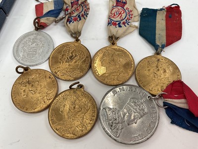Lot 73 - Tissot stainless steel wristwatch, two pocket watches, pair of 9ct gold on silver cufflinks, gilt metal seal, various medallions etc