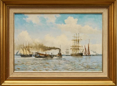 Lot 1111 - *Barry Mason (b. 1947) oil on board, River Thames scene, signed, 29cm x 44cm, gilt frame
