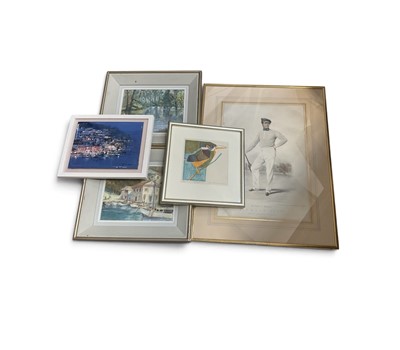 Lot 5152 - Collection of pictures to include Matt Underwood linocut of a Kingfisher, and others