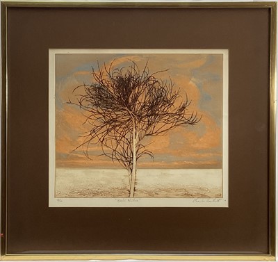 Lot 7 - Charles Bartlett (1921 -2014) etching, Winter Willow, edition number 18/60, 30cm x 35cm, signed, with original receipt from the Summer Exhibition 1978 and a letter from the artist, in glazed frame