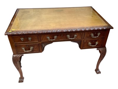 Lot 5360 - Edwardian Chippendale Revival carved mahogany kneehole desk