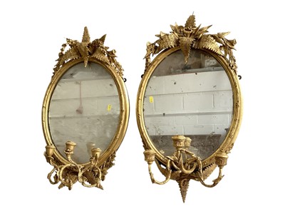 Lot 5358 - Pair of Victorian girandole mirrors