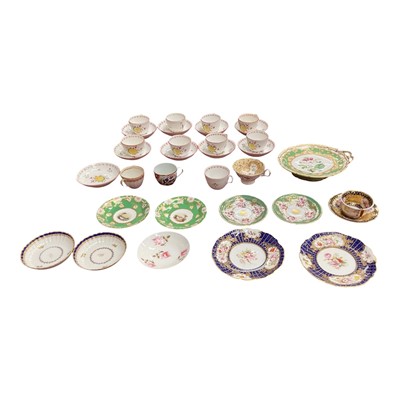 Lot 87 - Early 19th century Newhall shell pattern tea set, together with a group of 18th and 19th century English porcelain tea wares