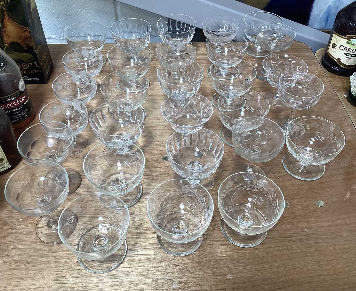 Lot 5034 - Collection of good quality antique champagne coupes and crystal including 'gin' glasses