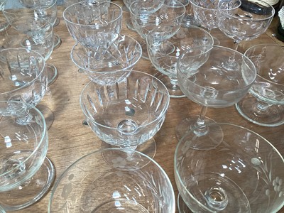 Lot 5034 - Collection of good quality antique champagne coupes and crystal including 'gin' glasses