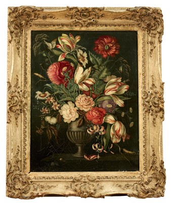 Lot 1072 - Late 19th / early 20th century, oil on canvas - Dutch style Still Life Summer Flowers, 57cm x 44cm, framed