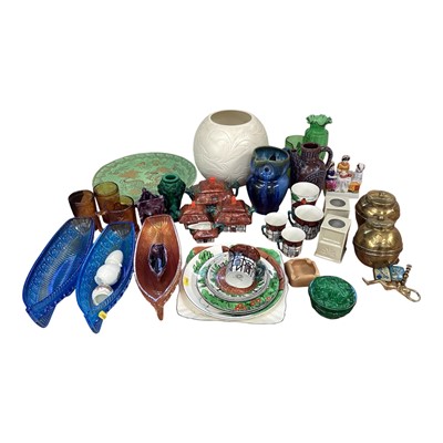 Lot 5165 - Group of Art Deco and vintage ceramics and glass to include a Charlotte Rhead dragon pattern