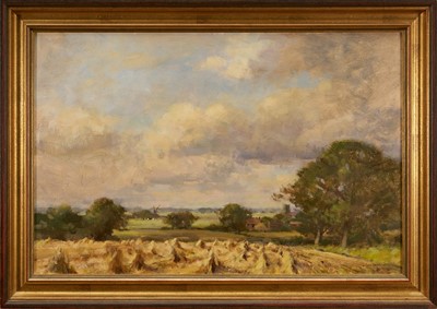 Lot 1162 - Owen Waters (1916-2004) oil on board, The Waiting Harvest, signed, titled verso, 39cm x 60cm, framed