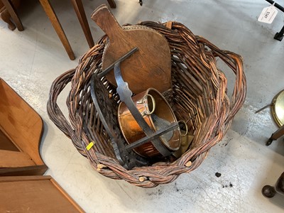Lot 5350 - Log basket together with two coal purdonium and other fireside items